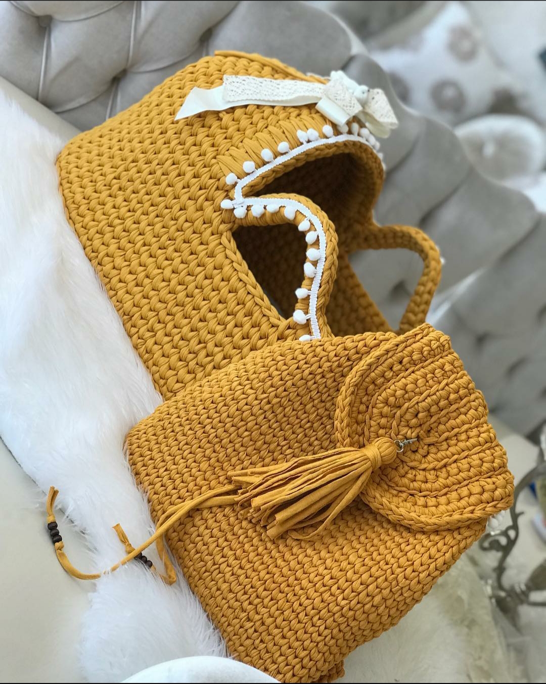 Baby moses basket bassinet Mustard Bag