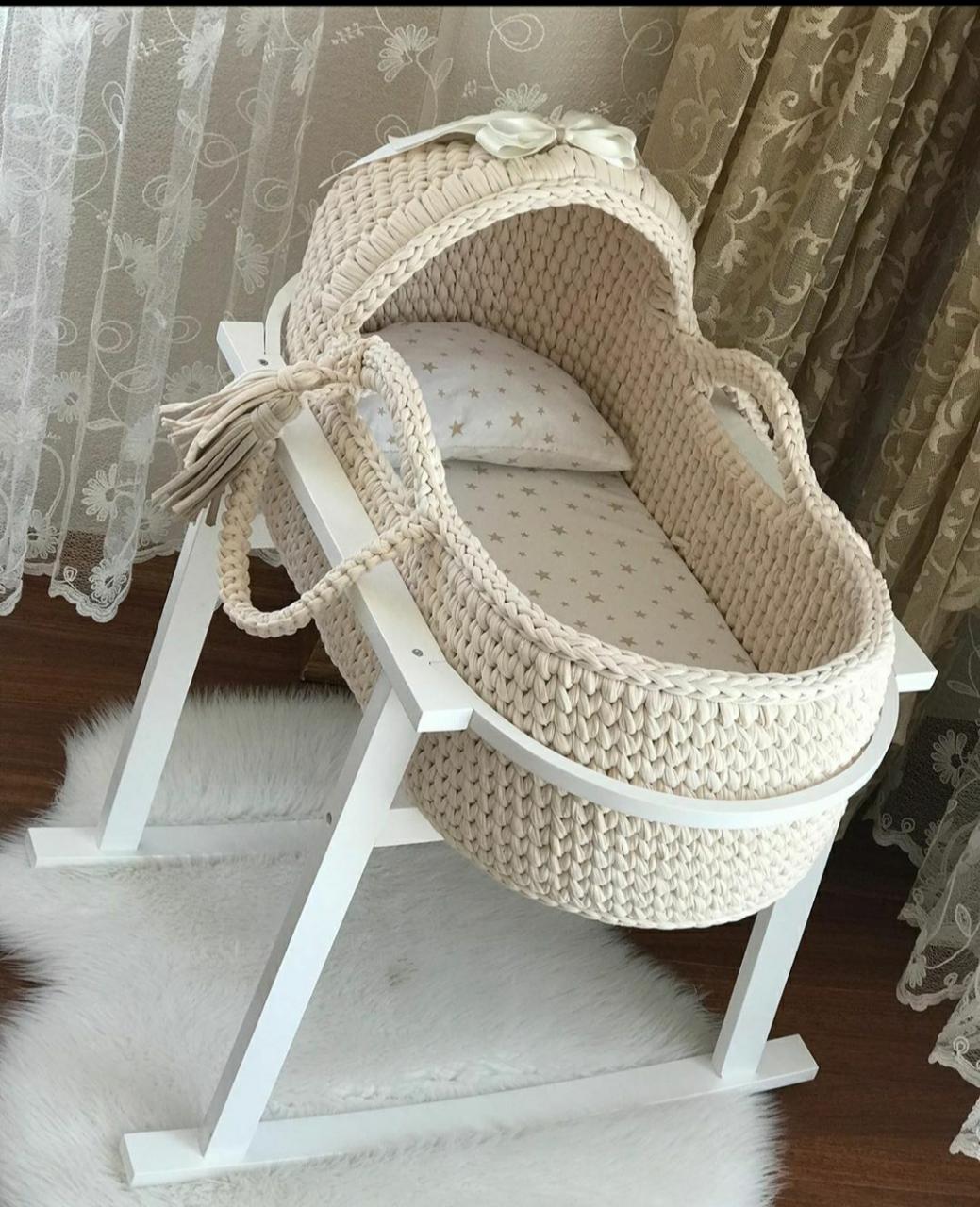Baby moses basket bassinet White Set