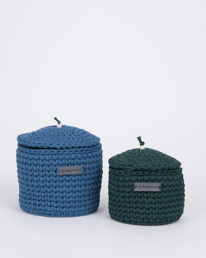 Baskets with lid set storage nursery décor or bathroom