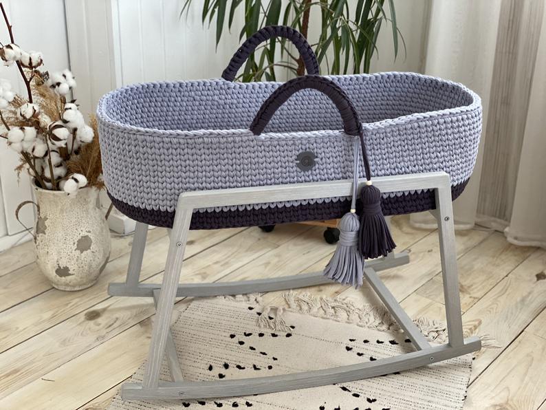 Custom made crochet baby basket