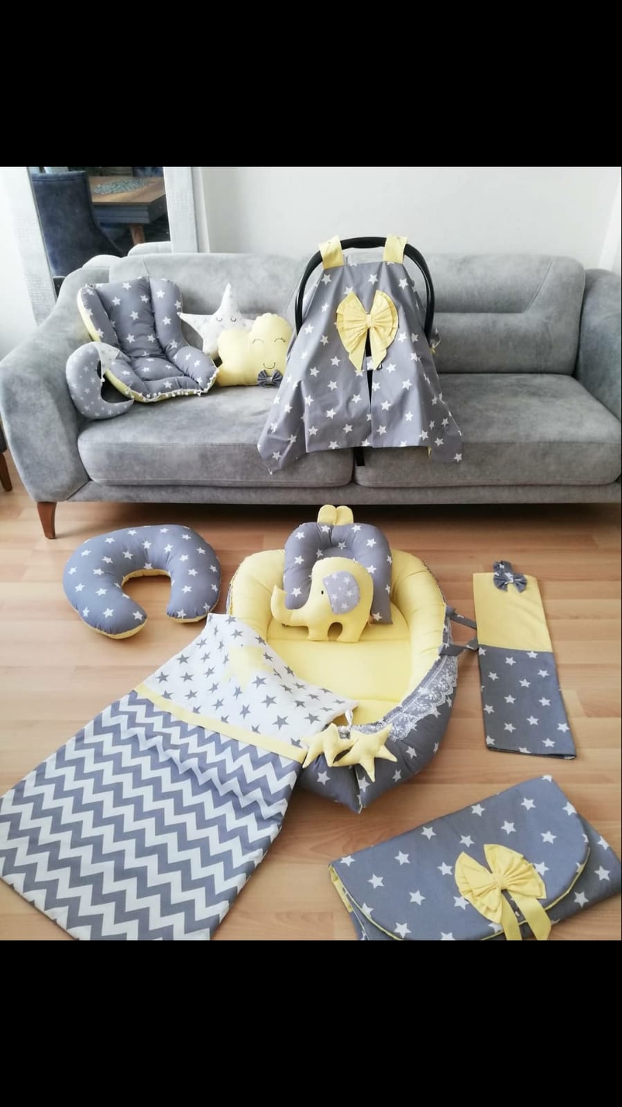 Sleeping and gaming cushions Dark Grey-Yellow