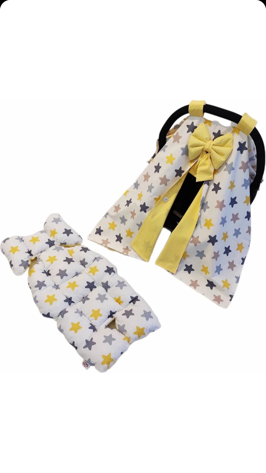 Stroller Cover and Inner Pillow White-Yellow