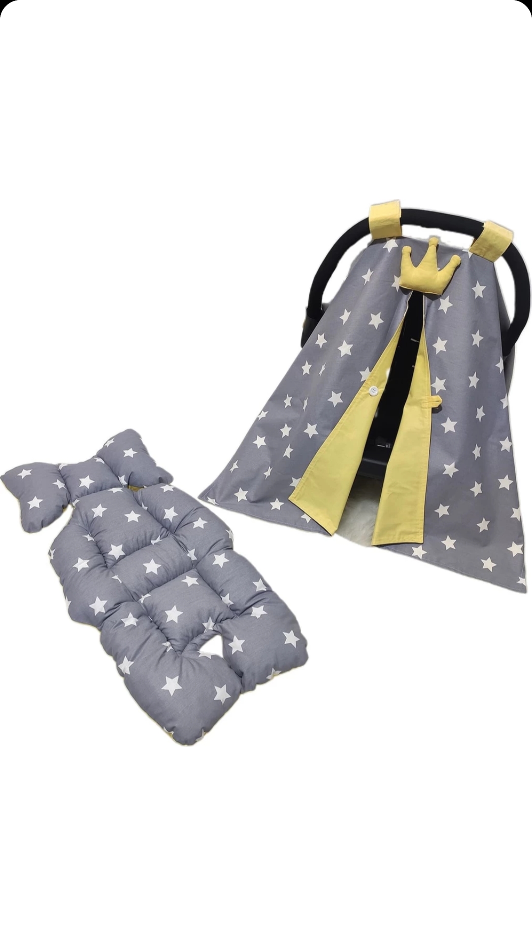 Stroller Cover and Inner Pillow Yellow-Grey