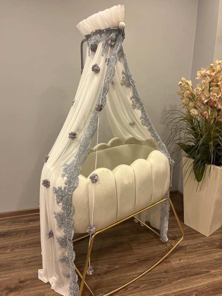 Special Design Oyster Model White Blue Mosquito Net